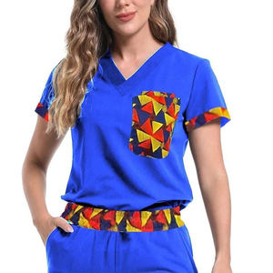 Dental Hospital Africa Style Krankens ch western Pflege uniformen Benutzer definierte 2 Stück Frauen Doktor Medical Scrub Ankara Krankens ch wester Scrub Sets <span class=keywords><strong>Uniform</strong></span> - Product Image 6