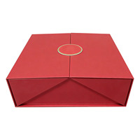 Caja Rígida Roja de Alta Gama con Borde Dorado Redondo, Diseño de Doble Apertura Magnética para Té, Vino y Regalos Navideños de Cosméticos