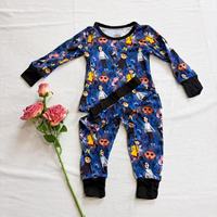 Pyjama décontracté imprimé à prix d'usine, 95% bambou 5% élasthanne, barboteuse bébé à manches longues et short, vêtements pour bébé doux pour la peau