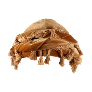 Dernier turban pour homme en velours avec pompons, doublure en satin double couche, <span class=keywords><strong>bonnet</strong></span> pour homme - Product Image 1