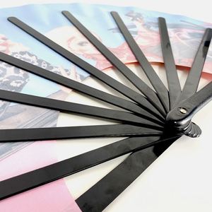 Grand éventail pliant en satin de polyester et bambou, style féerique, écologique, 33 cm, avec impression de logo personnalisé - Product Image 6