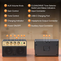 Amplificateur de guitare 10W pour la pratique avec Bluetooth 5.1, son analogique propre et distorsion, entrée jack 1/4, pour guitare électrique