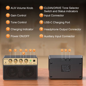 Amplificateur de <span class=keywords><strong>guitare</strong></span> 10W pour la pratique avec Bluetooth 5.1, son analogique propre et distorsion, entrée jack 1/4, pour <span class=keywords><strong>guitare</strong></span> électrique - Product Image 6