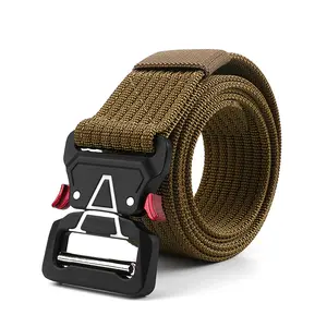 Nylon Tactical Men Belt Webbing Canvas Outdoor Web Belt with metal Buckle