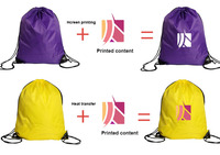 Sacs pliables en polyester recyclé 210D avec cordon de serrage et bandoulière, impression sérigraphique, matériau Ripstop, logo personnalisé