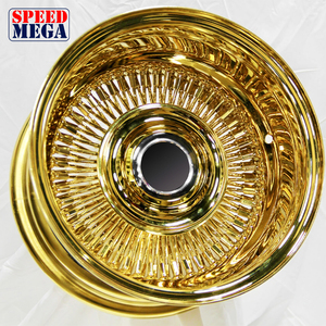Rines de Acero de 13x7 con 100 Radios, Diseño Cóncavo Dorado, Tapas Flotantes, Offset 5x114.3 5X120.65 PCD, Ajuste Universal - Product Image 1