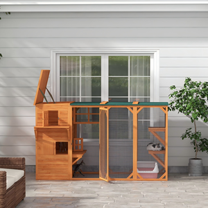 Spacious Luxury Modern Wooden <strong>Cat</strong> House <strong>Outdoor</strong> <strong>Cat</strong> Cage <strong>Enclosure</strong> Run Weatherproof Roof Multi-Level Platforms for <strong>Cats</strong> Kittens - Product Image 4