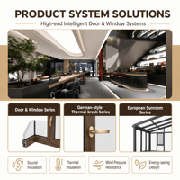 Ventana Corredera Vertical Motorizada de Aluminio y Vidrio Inteligente Personalizada, Insonorizada, con Control Remoto, para Sala de Estar de Villa