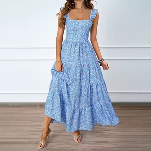 Robe longue à pois pour femme, coupe ample, motif floral, broderie en dentelle, respirante, durable, lavable, avec ceintures - Product Image 4