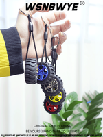 Porte-clés créatif en forme de roue de voiture en caoutchouc souple PVC, décoration de porte-clés promotionnel personnalisé, porte-clés roue colorée