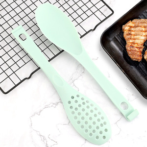 Multifunctional Food Tongs With Strainer And Spoon Khaki Green Oven Safe Dishwasher Safe Eco Friendly <b>Salad</b> <b>Tools</b> - Product Image 1