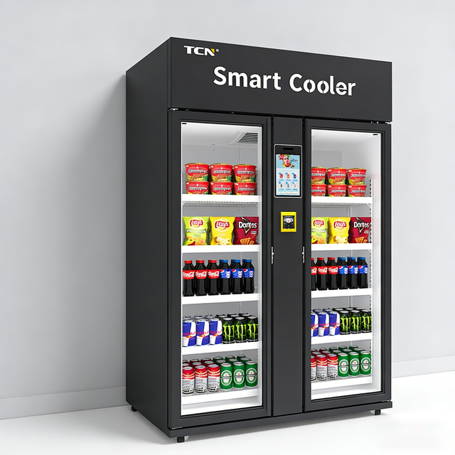 Creative Design AI Vending Machine 24/7 Operation Combo Snack Drinks Compressor Cooling Cloud-Based Management Accepts Card
