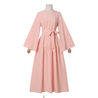 Robe longue unie pour femmes turques 2024, robe de soirée modeste musulmane, abaya longue