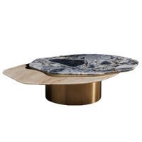 Table basse italienne moderne en acier inoxydable avec design en marbre de luxe pour le salon, la villa ou l'hôtel polygone meubles de maison