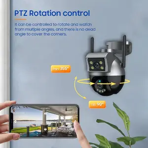 New Smart Ai Dual Lens 4MP IP Outdoor WiFi PTZ 2 Screen Security CCTV Camera With Auto Tracking Waterproof Wide Monitoring