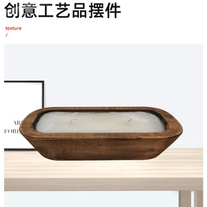 Bol à bougie parfumée ovale en <span class=keywords><strong>bois</strong></span> de Paulownia de Chine, style vintage campagnard, également utilisable comme corbeille à fruits - Product Image 4