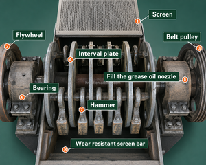 Concasseur à marteaux BOSF PC200*300 le plus vendu, 3 tonnes par heure, avec moteur AC, engrenages et roulements pour le concassage minier - Product Image 3