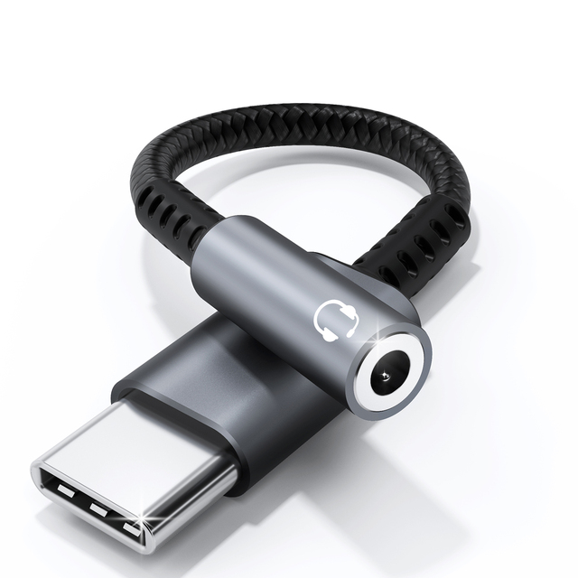 Type C Aux Audio Cord 125mm PVC Jacket Braid Shielding USB C Male to TRRS 3.5 Female Cable Adapter Data Cables