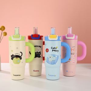 Nuevo Vaso Térmico Gigante de Acero Inoxidable de 800ml con Doble Compartimento para Bebidas, de Alta Calidad y Gran Capacidad, con Pajita para Agua Fresca y Hielo, Ideal para Chicas - Product Image 1