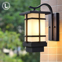 โคมไฟติดผนัง Led ในสวน,โคมไฟภายนอกสไตล์วินเทจสีดำโคมไฟติดผนังสำหรับติดตั้งกลางแจ้งในประเทศจีน