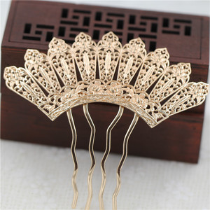 <span class=keywords><strong>Peigne</strong></span> couronne <span class=keywords><strong>de</strong></span> fleurs à neuf rangs en cuivre moulé 97*89MM, accessoire DIY, coiffe <span class=keywords><strong>de</strong></span> style ancien, épingles à cheveux incrustées et - Product Image 2