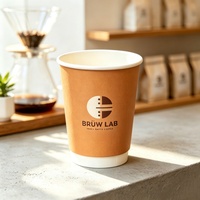 Gobelet à café en papier à double paroi avec logo personnalisé, gobelet isotherme jetable pour boissons chaudes avec couvercle pour latte, thé boba, café, vente en gros