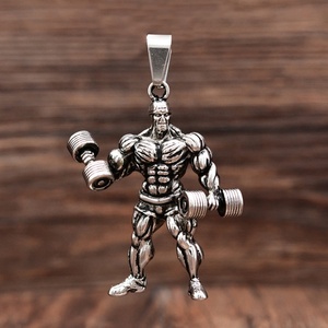 Bijoux de style punk pour hommes et femmes, accessoires de fitness, haltères, musculation, sport, hommes, muscles, barre de musculation - Product Image 4
