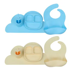 Food Grade Silicone Baby Plates Sets Silicone Tableware Set Classic Kids Dining Baby Feeding Tableware Set