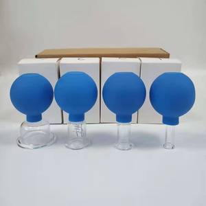 4 buah Set bekam kaca silikon, Set gelas bekam silikon pijat, penyedot vakum CE untuk mata, cangkir pijat wajah - Product Image 2