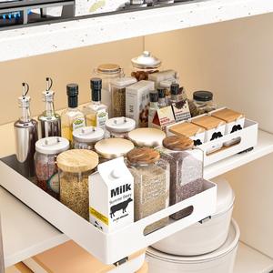 Organiseur coulissant robuste pour cuisine, sans perçage, <span class=keywords><strong>sous</strong></span> l'évier, pour épices, rangement pour armoire de cuisine - Product Image 2