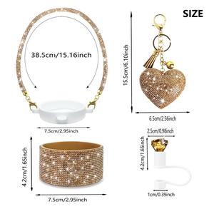 Ensemble d'accessoires scintillants pour gobelet Stanley 20 et 30 oz : poignée diamant, sangle, protège-pailles et base en silicone - Product Image 2
