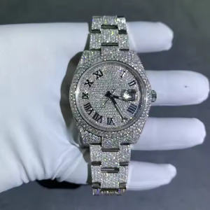 Montre-bracelet professionnelle pour homme de luxe, en alliage, avec boîtier en verre, cadran en verre, diamant moissanite, épaisseur de 5 mm, mouvement à quartz - Product Image 2