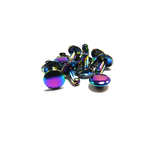 Rivets métalliques à double capuchon, rivets en laiton multicolores, pour sacs en cuir, ceintures, sangles et vêtements, attaches décoratives DIY - Product Image 1