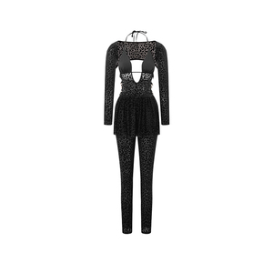 Conjuntos de mujer con estampado de leopardo y cuello en V de manga larga, conjuntos sexis sin espalda para mujer, Top y pantalones femeninos, conjuntos a juego - Product Image 1