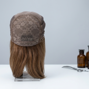 Perruque juive en cheveux humains européens de qualité supérieure, avec dessus en soie et dentelle transparente, longue et rougeâtre, vente en gros d'usine - Product Image 5