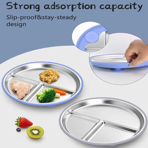 Piatto bambino 8 pollici in acciaio inox con aspirazione per bambini Non tossico BPA Free Non scivolamento infrangibile per bambini Snack piatti - Product Image 4