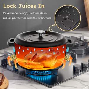 <span class=keywords><strong>Olla</strong></span> Holandesa <span class=keywords><strong>de</strong></span> <span class=keywords><strong>Hierro</strong></span> Fundido con Revestimiento <span class=keywords><strong>de</strong></span> Esmalte Antiadherente <span class=keywords><strong>de</strong></span> 26 cm, Apta <span class=keywords><strong>para</strong></span> Lavavajillas, Microondas y Horno, <span class=keywords><strong>para</strong></span> <span class=keywords><strong>Hornear</strong></span> <span class=keywords><strong>Pan</strong></span> y Cocinar Vegetales - Product Image 5