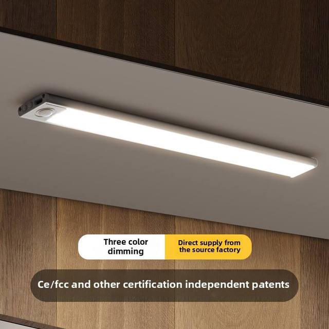 Modern Ultra-Thin Smart LED Cabinet Light Rechargeable Magnetic Self-Adhesive Strip Motion Sensor Night Light for Kitchen Closet