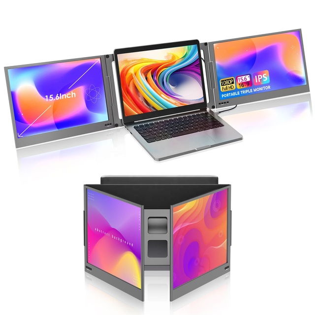 15.6 Inch Portable Monitor for Laptop FHD Dual Screen Monitor USB-A and Type-C Portable Screen for Laptop