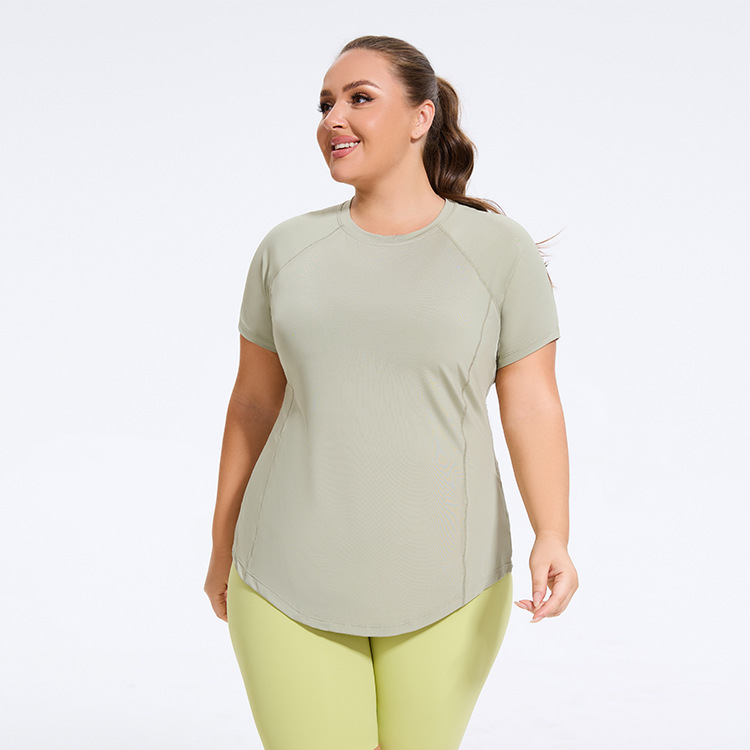 Plus Size Women's Solid T-Shirt Quick-Drying Breathable Slimming Fitness Top for Running Yoga Four-Way Stretch Workout Printed