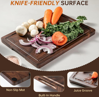 Ensemble de planches à découper en noyer avec logo personnalisé et base de rangement, grande planche à découper en bois massif pour viande et légumes, pour la vente en gros aux restaurants