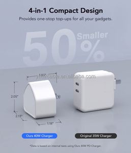 <b>USB</b> C Charger Block 40W 4-Port <b>USB</b> C Fast Charging Dual Port PD Power <b>Adapter</b>+QC Double Wall <b>Plug</b> Multiport Type C Charger - Product Image 6