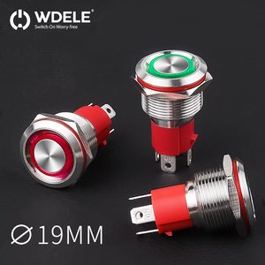 Wd19mm 15A kim loại đẩy nút chuyển đổi dẫn thép không gỉ Tự khóa/momentary Vòng biểu tượng đẩy thiết bị chuyển mạch - Product Image 1