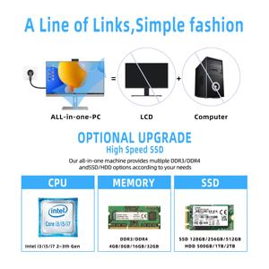 OEM thương hiệu tất cả-trong-một PC 23.8 inch IPS LCD hiển thị CPU I7 12th thế hệ DDR4 RAM i3 i5 i7 I9 AIO PC cho doanh nghiệp sử dụng - Product Image 5