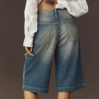 Shorts en jean déchirés Y2K personnalisés, lavés, amples, longueur genou, jorts délavés, vintage, coupe décontractée, shorts pour femmes