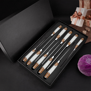 Juego de Cuchillos de Chef de Cocina Profesional White Horse con Hoja de Acero de Damasco y Estampado de Gota de Lluvia Cuchillo <span class=keywords><strong>para</strong></span> Carne Mango de Madera Pakka - Product Image 4