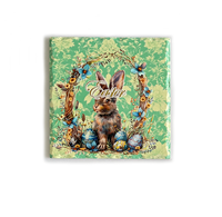 Sous-plat carré en céramique personnalisable, motif floral vintage lapin de Pâques, résistant à la chaleur, pour cuisine, vente en gros