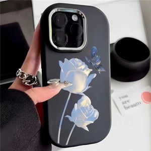 Cover <span class=keywords><strong>per</strong></span> iPhone 15 14 13 12 17 Pro Max con Motivo a Farfalla Blu e Fiore, Accessorio <span class=keywords><strong>per</strong></span> Cellulare a Forma di Conchiglia <span class=keywords><strong>per</strong></span> Ragazze - Product Image 4