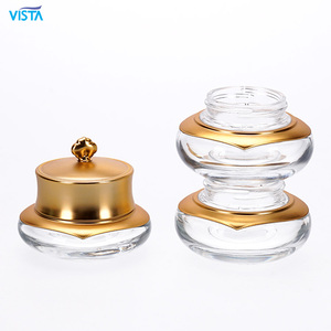 VISTA baru desain mewah kustom emas bulat kaca <span class=keywords><strong>Jar</strong></span> kemasan kosmetik krim wajah wadah krim mata toples dengan topi - Product Image 5