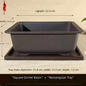 <span class=keywords><strong>Pot</strong></span> à succulentes carré écologique en résine, style chinois, avec trou de drainage et système d'auto-arrosage pour rebord de fenêtre et maison - Product Image 1